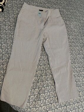 Ann Taylor Navy and White Pinstripe Wide-Leg Pants NWT